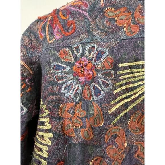 Chicos Soutache Embroidered Jacket Size 2 US 12 Art to Wear Artsy Boho Textured - Picture 6 of 11